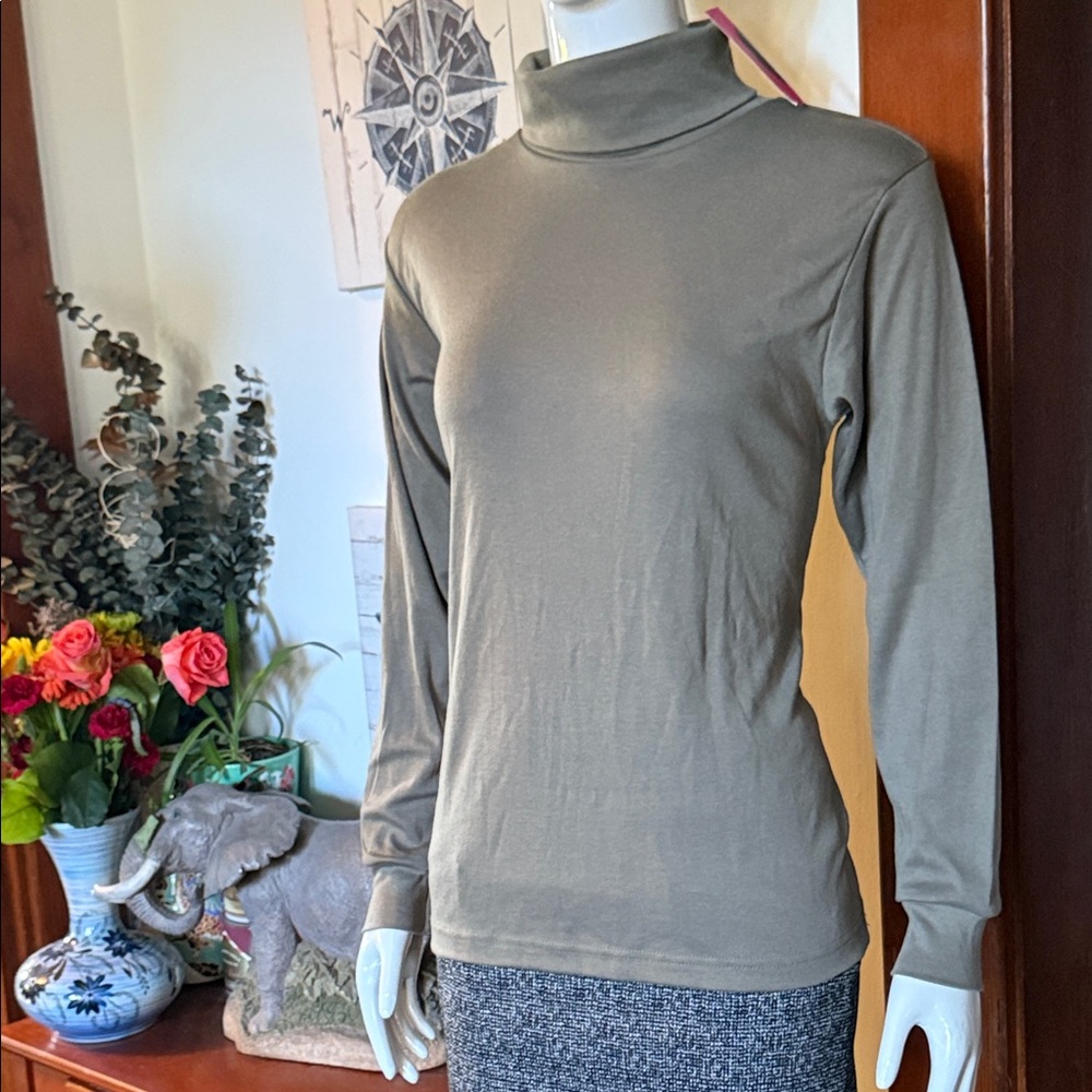 NWT Tabi size small Olive Green Turtleneck Top